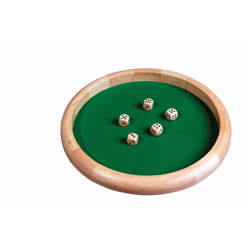Grande Piste de Dés en Bois 45cm - Plateau avec Tapis Velours et 5 Dés Inclus 2 Grande Piste de Dés en Bois 45cm - Plateau avec Tapis Velours et 5 Dés Inclus – Image 2
