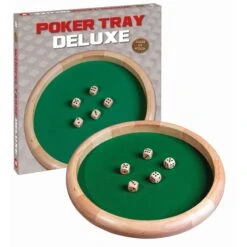 Grande Piste de Dés en Bois 45cm - Plateau avec Tapis Velours et 5 Dés Inclus