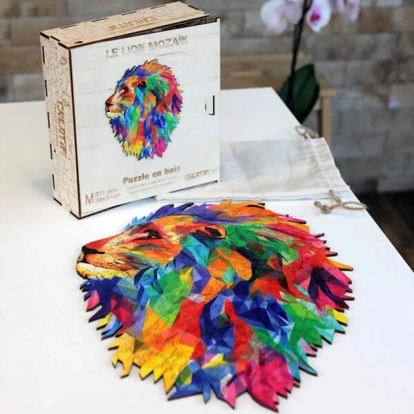 Puzzle En Bois – Le Lion Mozaïk 201pc 3 Puzzle En Bois – Le Lion Mozaïk 201pc – Image 3