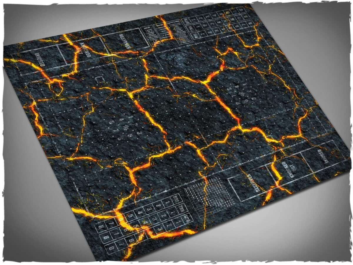 Tapis de Jeu Fantasy Football Inferno 90x90cm - Terrain de Combat Volcanique 1 Tapis de Jeu Fantasy Football Inferno 90x90cm - Terrain de Combat Volcanique