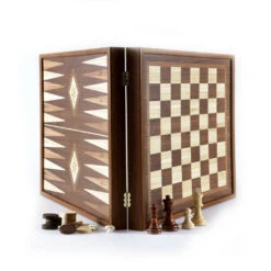Jeu D’échecs / Chess – ECHECS BACKGAMMON 27CM NOYER
