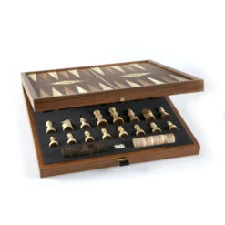 Jeu D’échecs / Chess – ECHECS BACKGAMMON 27CM NOYER -Les Des masKes classic style 2 in 1 coffret combo echecs backgammon 3