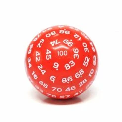 D100 100-Sided Polyhedral Die - Red Opaque with High-Contrast White Ink