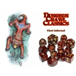 Dungeon Crawl Classics : Set de 14 Dés Chat Infernal Phosphorescents