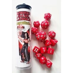 Dungeon Crawl Classics : Set de 14 Dés Magicien Moustachu (Rouge)
