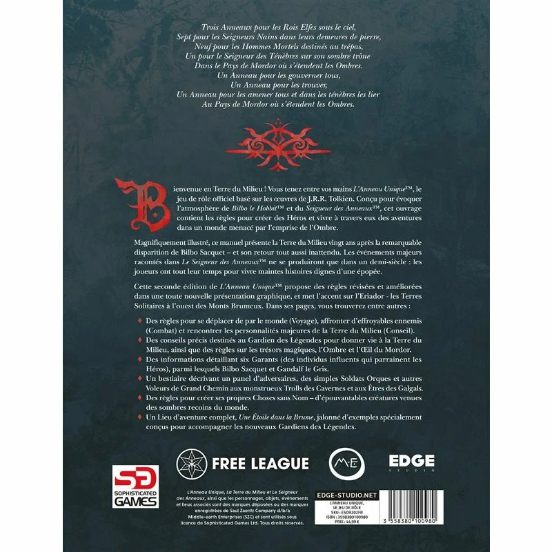 JDR L’Anneau Unique : Livre De Base 3 JDR L’Anneau Unique : Livre De Base – Image 3