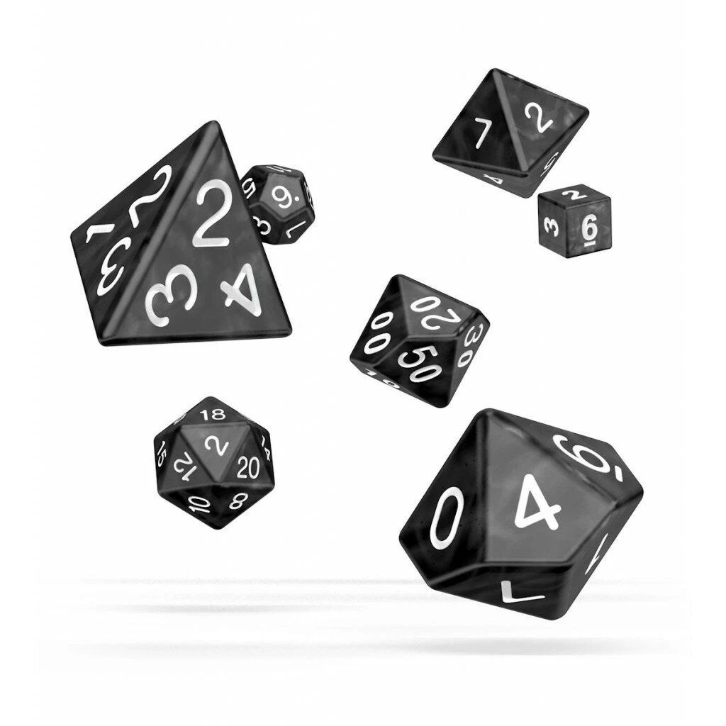 Oakie Doakie Dice RPG Set - Marble Noir (7 Dice) 2 Oakie Doakie Dice RPG Set - Marble Noir (7 Dice) – Image 2