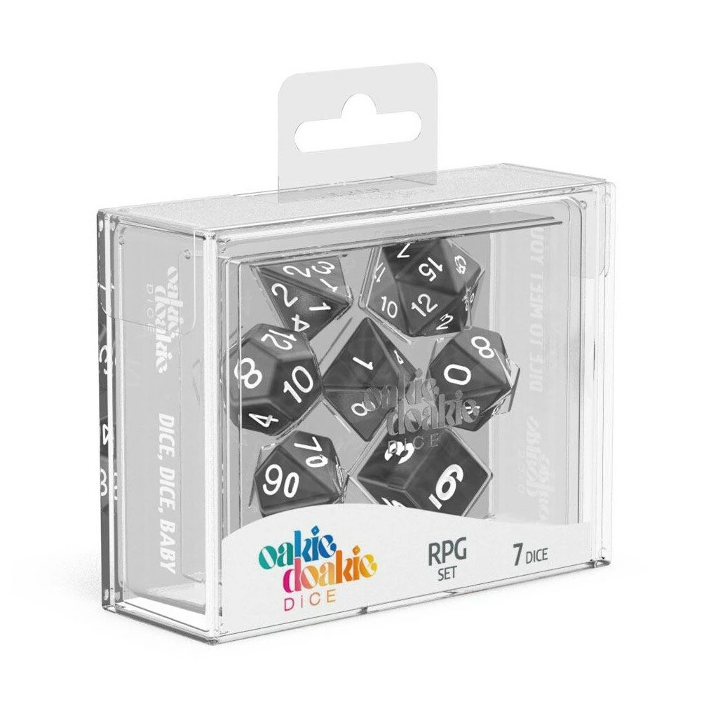 Oakie Doakie Dice RPG Set - Marble Noir (7 Dice) 1 Oakie Doakie Dice RPG Set - Marble Noir (7 Dice)