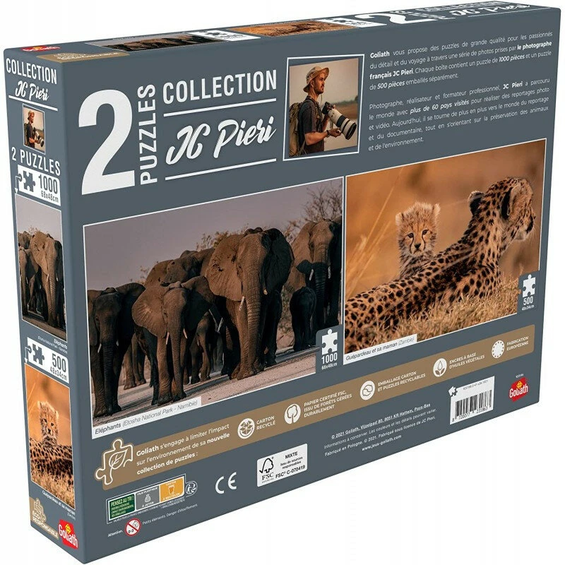 Puzzle JC Pieri – Éléphants 1000 Pcs & Guépards 500 Pcs 2 Puzzle JC Pieri – Éléphants 1000 Pcs & Guépards 500 Pcs – Image 2