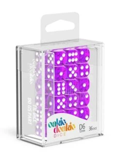 Oakie Doakie Dice – Set de 36 Dés D6 12mm Translucides Violet -Les Des masKes x odd400013 b