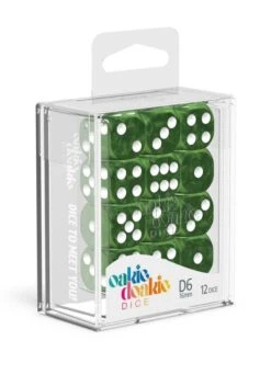 Oakie Doakie Dice D6 16mm Marble Green - 12-Piece Set -Les Des masKes x odd410002 b
