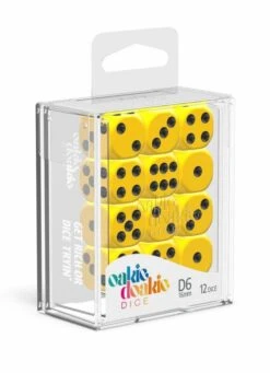 Oakie Doakie Dice – D6 16mm Solid Yellow Set (12 Pack) -Les Des masKes x odd410029 b