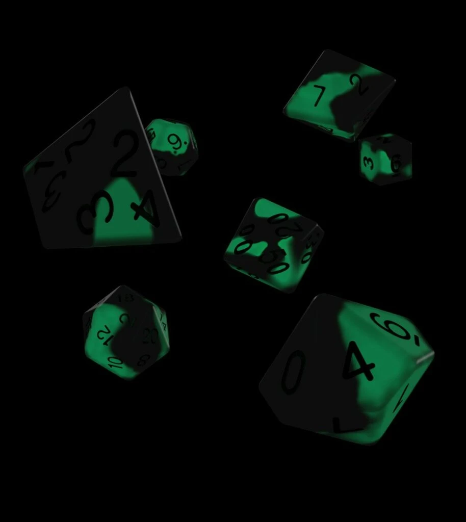 Oakie Doakie Dice RPG Set - Glow In The Dark Biohazard (7 Dés) 3 Oakie Doakie Dice RPG Set - Glow In The Dark Biohazard (7 Dés) – Image 3