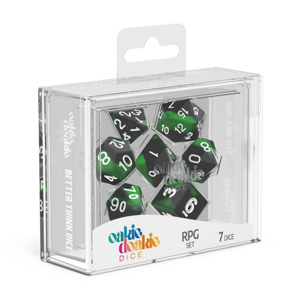 Oakie Doakie Dice RPG Set - Glow In The Dark Biohazard (7 Dés) 1 Oakie Doakie Dice RPG Set - Glow In The Dark Biohazard (7 Dés)